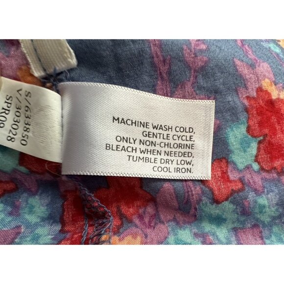 Old Navy Women's Blue Cotton Tunic Water Color Floral Print 3 Qtr Sleeve Sz Med - Picture 10 of 14